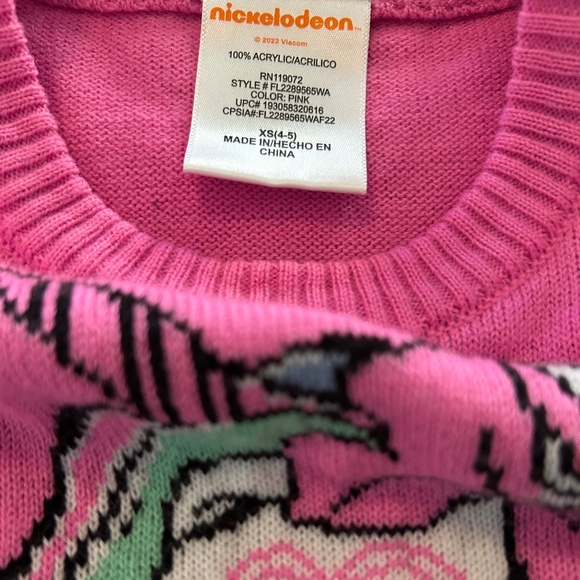 Nickelodeon Pink Unicorn Sweater Dress for Girls Size XS (4-5) Y2K ~ Fun! - Picture 4 of 4